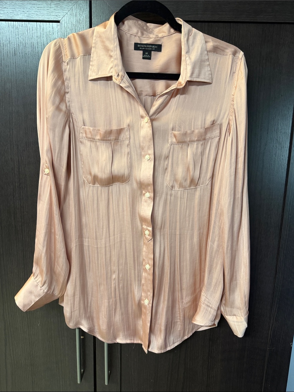 Banana Republic Light Blush Button-Down Silk Blouse